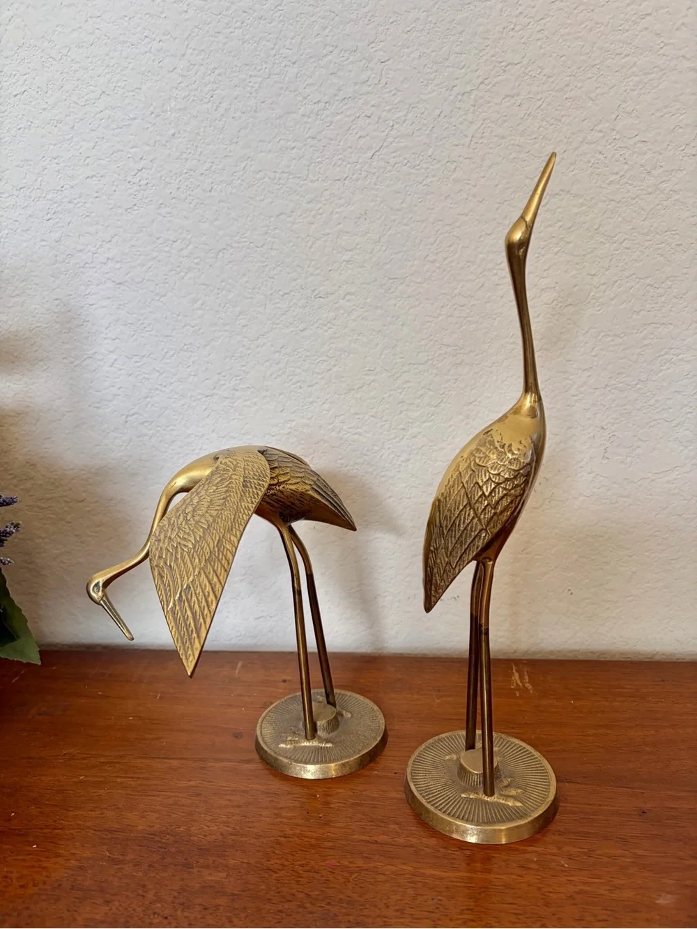 Vintage Brass  2 Pc Bundle Heron Crane Figurine Mid Century Modern Bird Statue - Picture 8 of 8